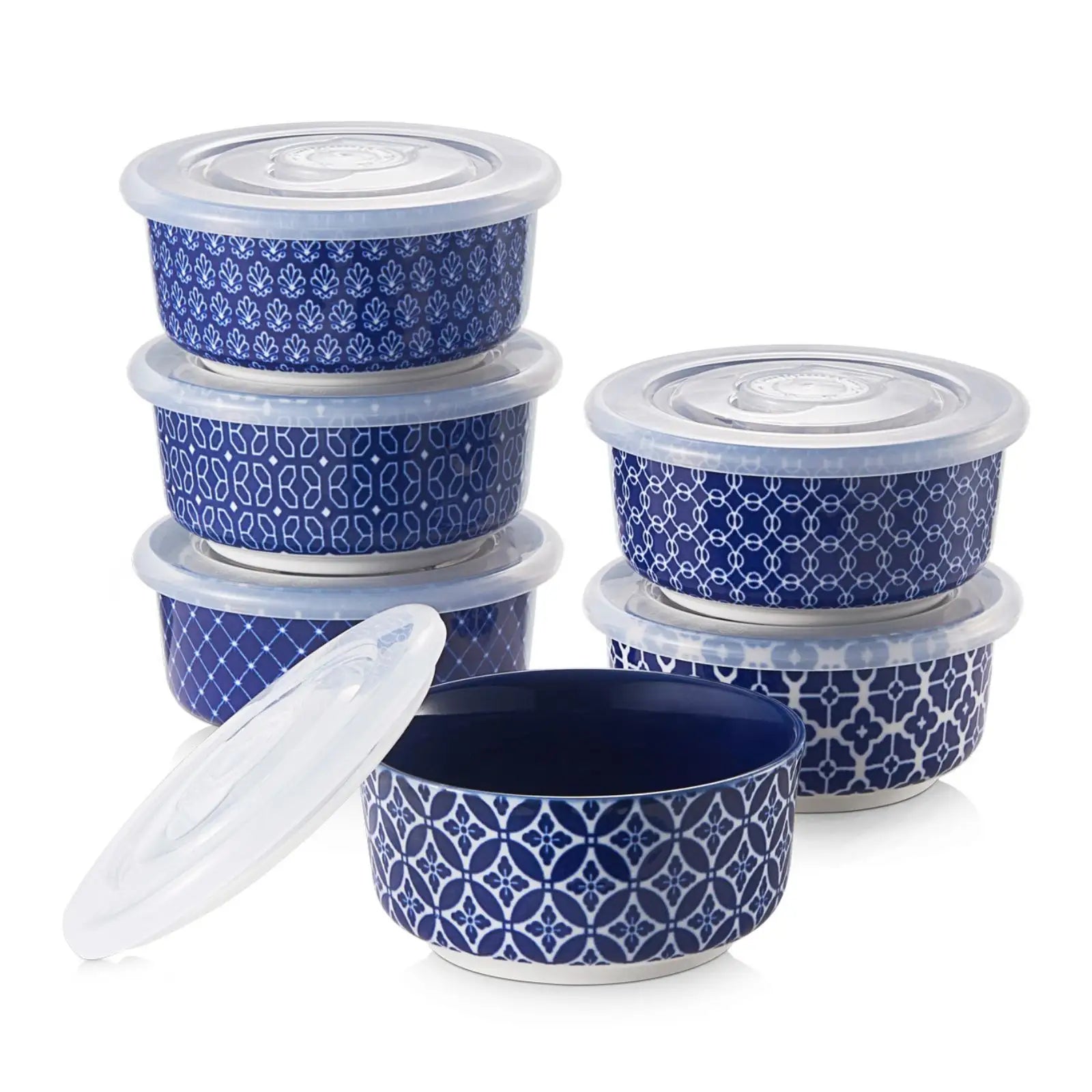 Vintage Blue Ramekins with Lids - Set of 6
